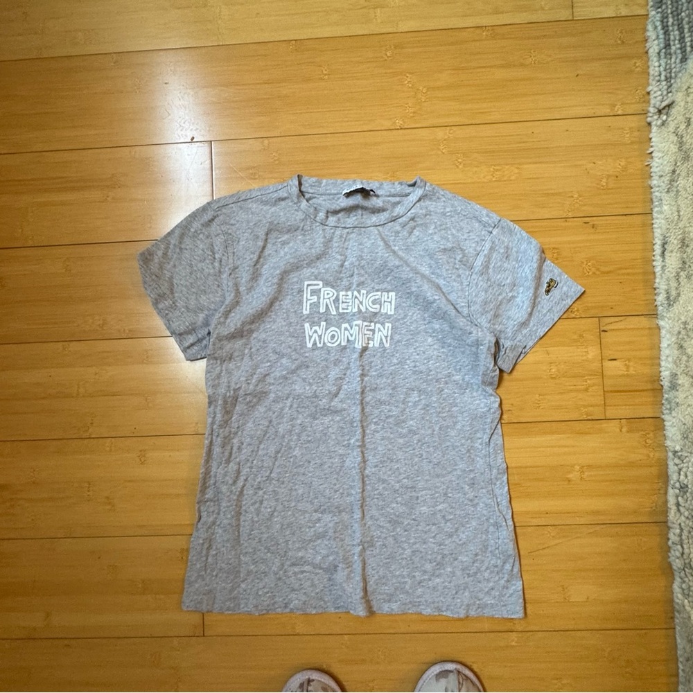 Bella Freud French Women Gray Cotton Graphic T Shirt